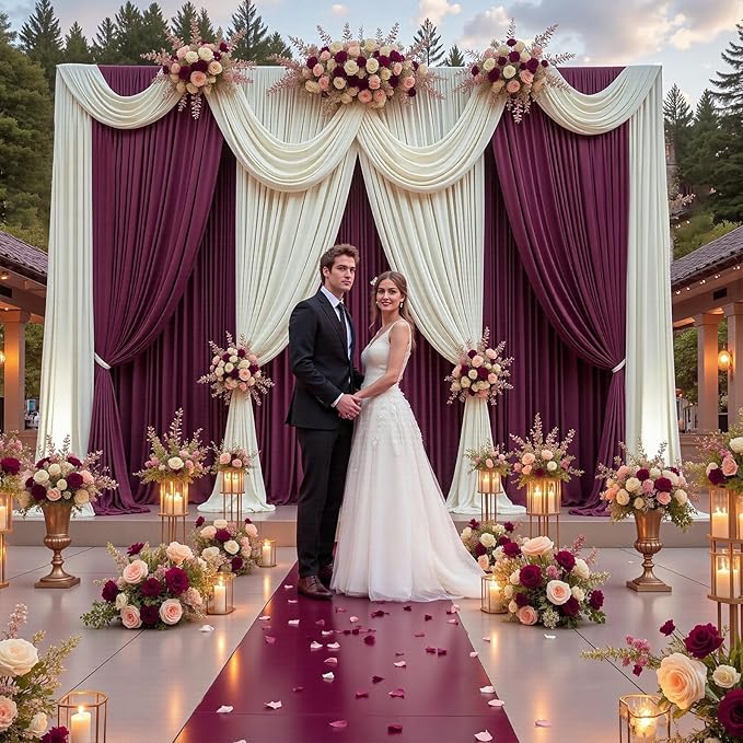 PartyVillage 20ft×15ft Burgundy Backdrop Curtain - Image 3