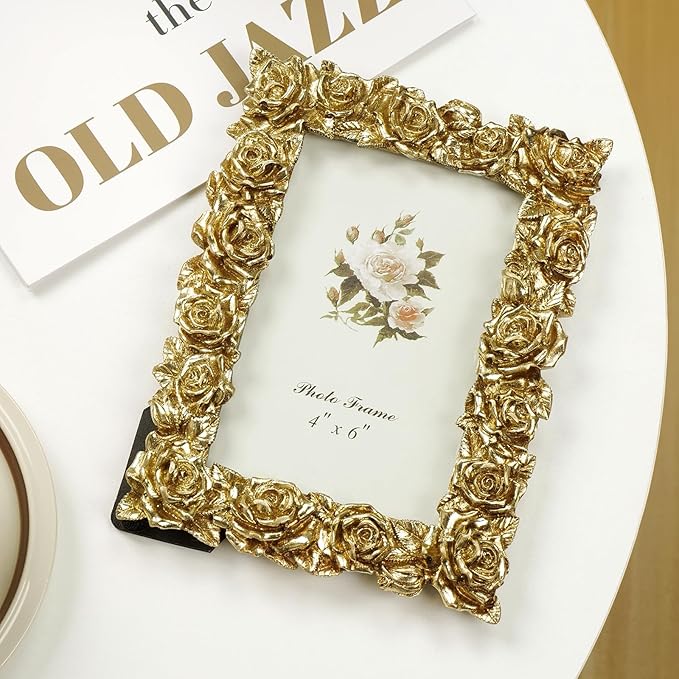 Cuspin Vintage Gold 4x6 Picture Frame, Antique Picture Frames - Image 2