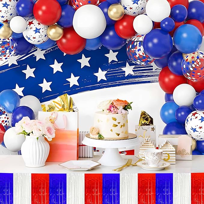 4 Pack 10 Ft White Blue Red Foil Fringe Garland Metallic Streamers Tinsel - Image 5