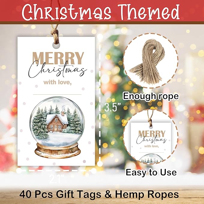 40 Pcs Christmas Gift Tags, 2.1"×3.5" Merry Christmas Tree Paper Tags - Image 2