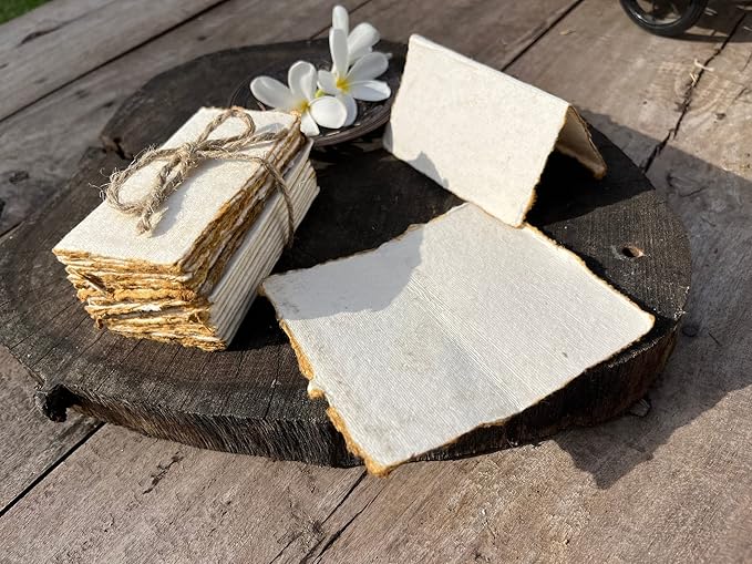 Wanderings Vintage Handmade Deckle Edge Folded Paper – Folded to 3.5"x2" – 150 - Image 9