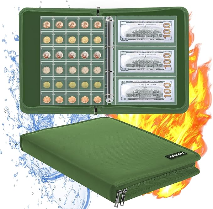 Coin Collection Book Holder for Collectors, 300 Pockets Fireproof Coins by JUNDUN
