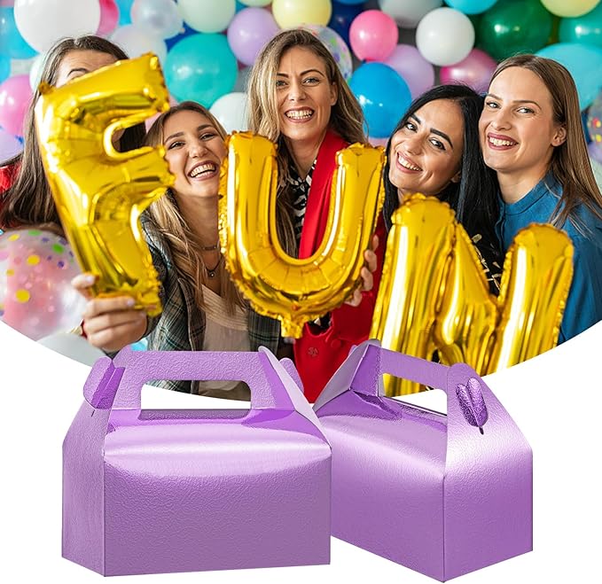 UnicoPak 30 Pack Glossy Purple Gable Treat Boxes, Party Favor Boxes, Gift Boxes - Image 7