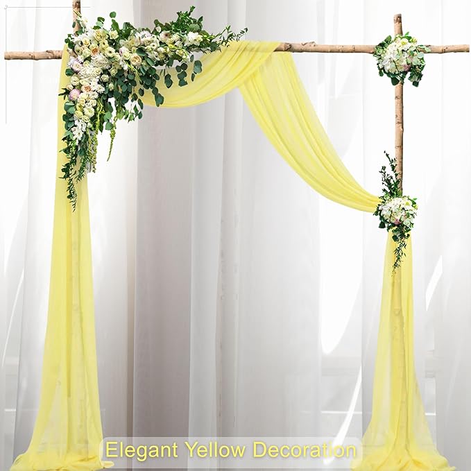 Snowkingdom Fall Yellow Table Runner, 10FT Light Yellow Tulle Gauze Sheer - Image 4