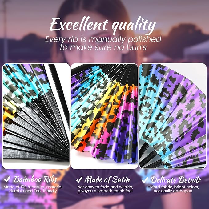 SYNTECSO Folding Hand Fan for Rave, Popping Fan for Line Dancing, Drag Queen - Image 4