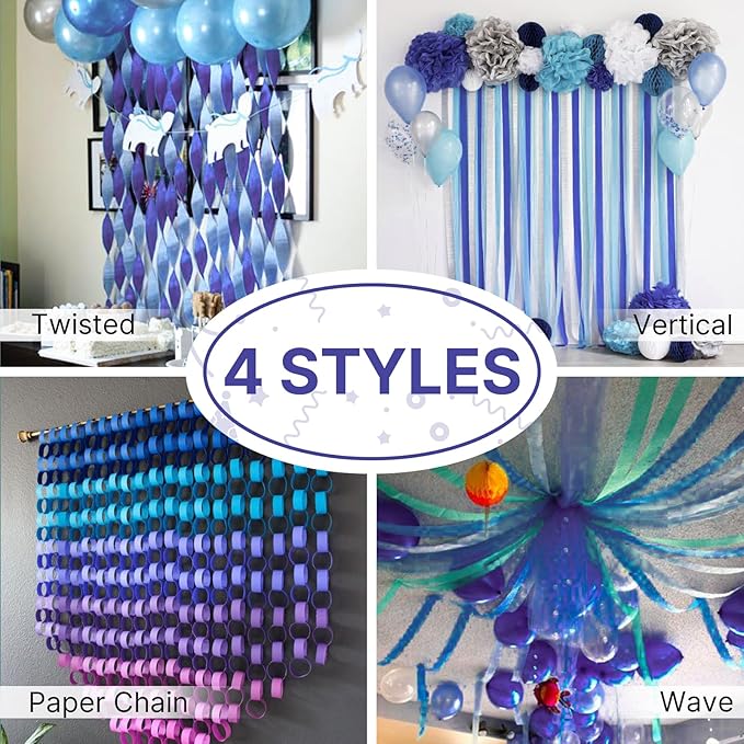 PartyWoo Crepe Paper Streamers 4 Rolls 328ft, Pack of Crepe Paper Navy - Image 6