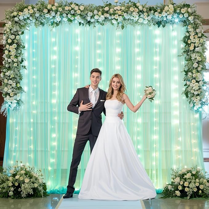 Sage Green Tulle Backdrop Curtains - Image 6