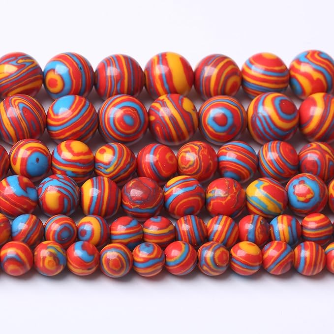 Red Yellow Blue Peacock Turquoise Stone Beads Gemstone Round Crystal Energy by Unknown