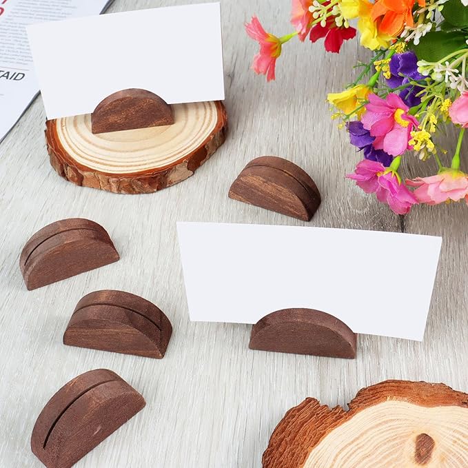 50 Pcs Wooden Table Number Stands, Semicircular Wedding Place Card Holders - Image 6