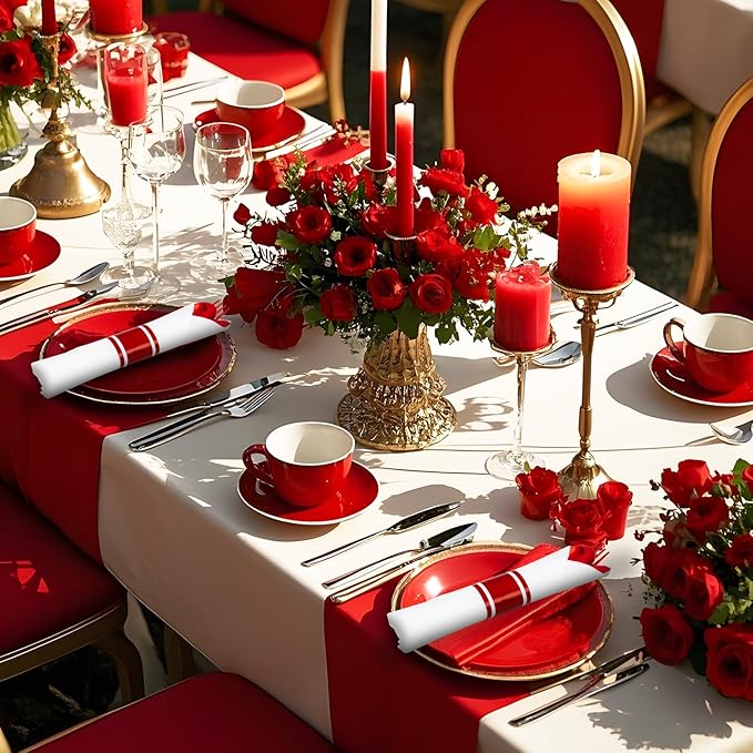 400PCS Pre Rolled Red Plastic Silverware Sets - Image 5
