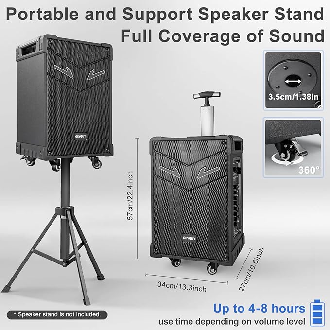 GTSK10-3 3-Way Portable Bluetooth PA Speaker - Image 6