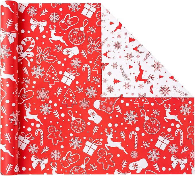 Christmas Gift Wrapping Paper Rolls, 3 Rolls 17inches x 198inches Reversible - Image 7