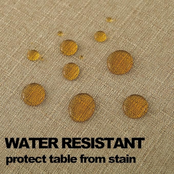NLMUVW Square Tan Linen Tablecloth, Farmhouse Table Cloth Textured Water - Image 4