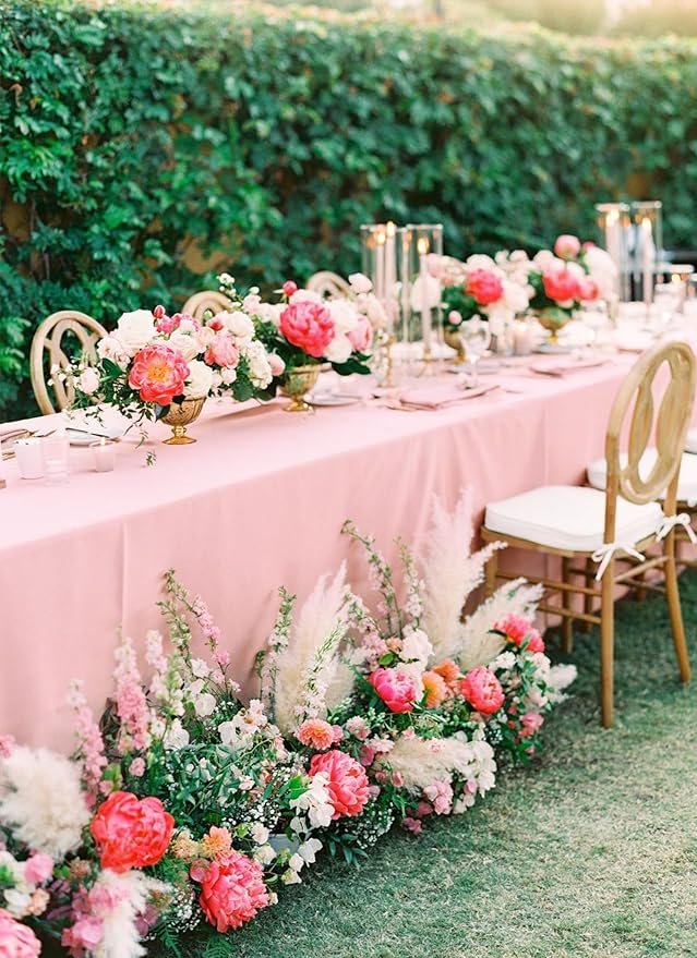 12 Pack Polyester Tablecloth 60 x 126 Inch Pink Tablecloth - Image 6