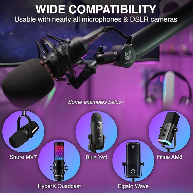 Sensic SA-30 Microphone Boom Arm, 360° Rotatable Mic Stand - Image 3