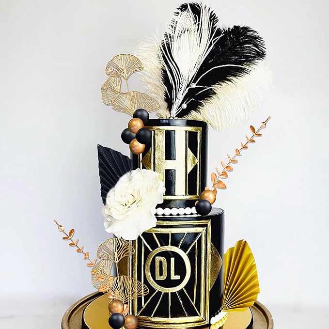 Boho Cake Topper Man Cake Toppers Happy Birthday Cake Topper Black Gold Balls - Image 6
