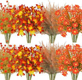 16Pcs Artificial Fall Flowers Outdoor Fake Fall Plants UV Resistant Autumn by Ruidazon