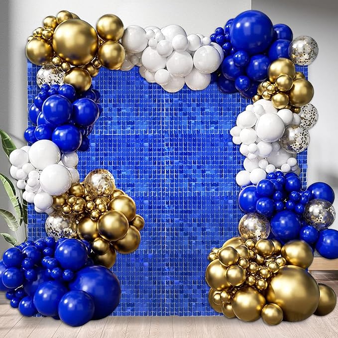 12PCS Blue Shimmer Wall Backdrop, Square Sequin Photo Backdrops Panel, Glitter - Image 3
