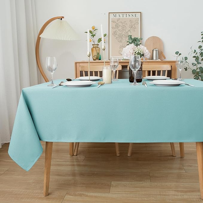 Biscaynebay Tablecloth for Rectangle Tables-70x108 Inch Aqua Blue Outdoor - Image 3