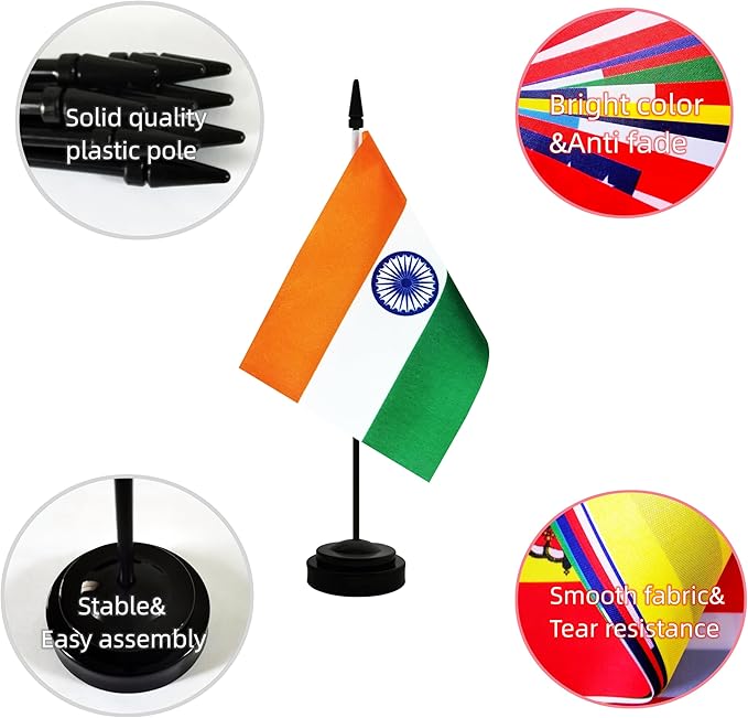 2 Pack India Desk Flag, Indian Table Office Flag - Image 3