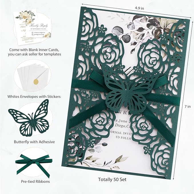 Emerald Green Wedding Invitations - Image 2
