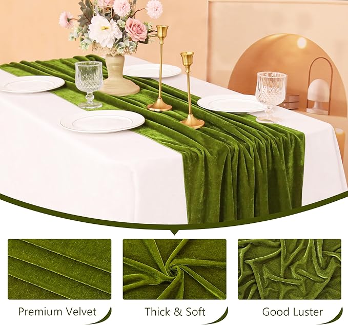 Velvet Table Runner 20 x 120 Inches 10ft Luxurious Thick Soft Velvet Christmas - Image 3