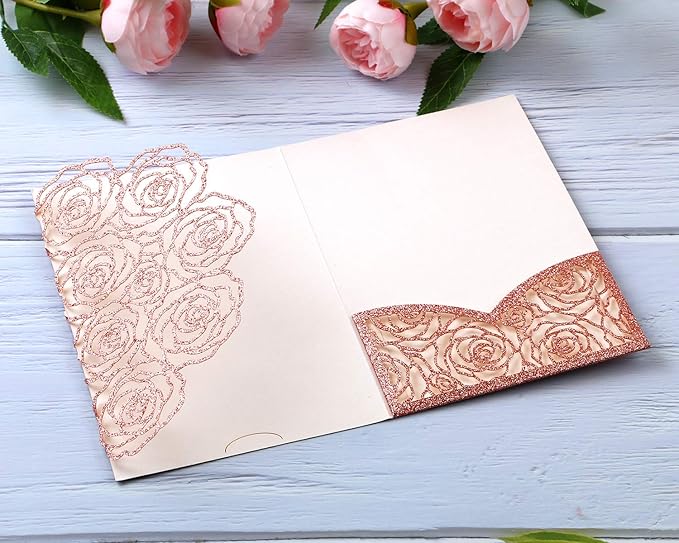 20 Pcs Laser Cut Wedding Invitations Card Pocket - Image 3