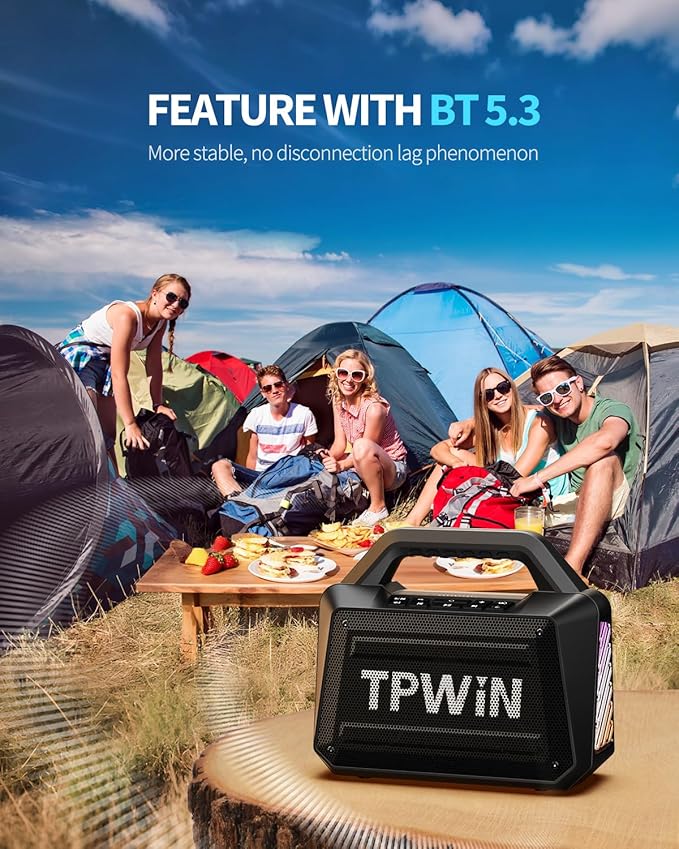 Bluetooth Speaker - 80W Loud Rugged Outdoor Speakers - Image 9