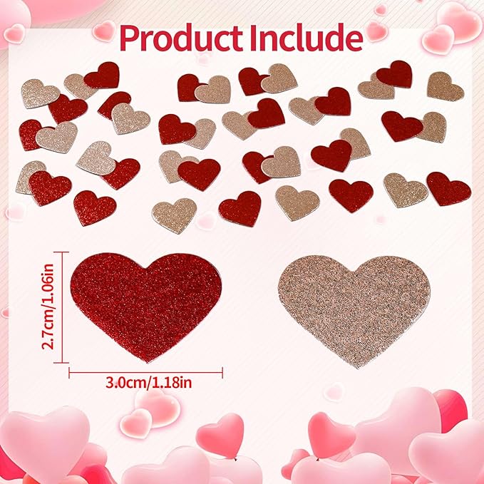200 Pcs Dark Red and Gold Heart Paper Confetti - Image 2