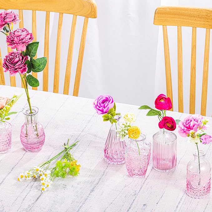 Ollieroo 24Pcs Glass Bud Vases Set, Small Pink Vases in Bulk - Image 5