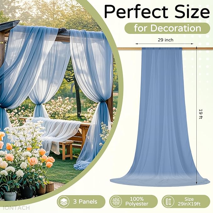 Wedding Arch Draping Fabric 29" x 19Ft Sheer Drapes - Image 2