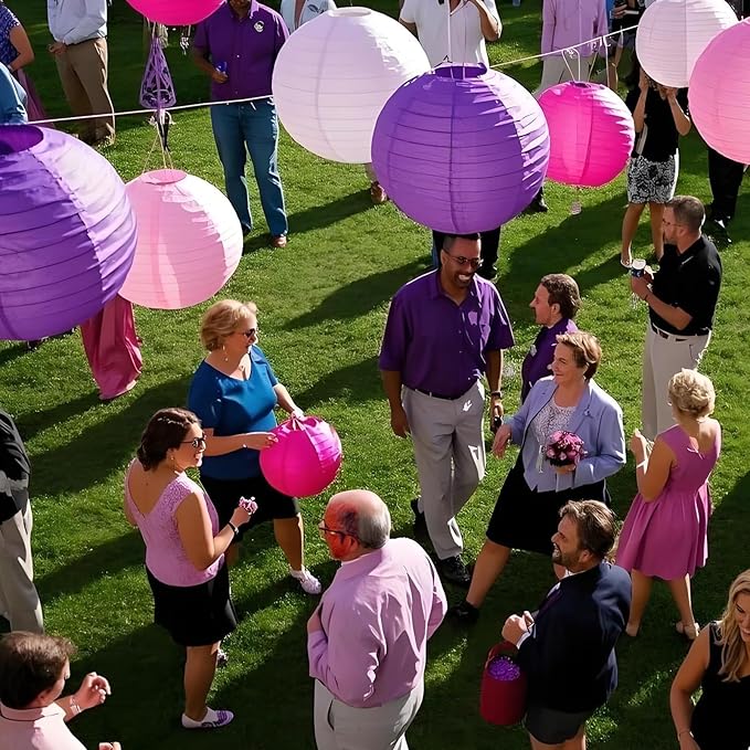 Purple Pink Paper Lanterns Decorative 15pcs Party Hanging Decorations - Image 5