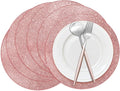 50 Pieces Rose Gold Glitter Paper Place Mats Sparkle 14'' Round Disposable by Datyiiha