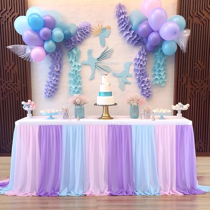 6ft Pink Blue Purple Tulle Table Skirts by Suppromo