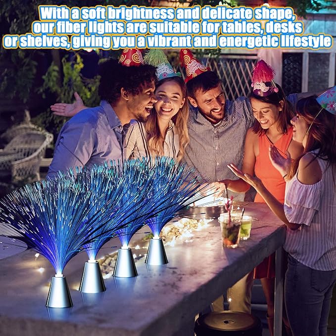 Patelai 16 Pcs LED Fiber Optic Lamp Color Changing Fiber Optic Night Light - Image 4
