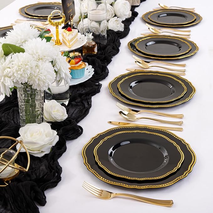 Hioasis 60pcs Black Plastic Plates - Image 5