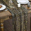 Artoid Mode 3Pcs Black Gold Gauze Table Runner 120 Inch 10FT, Glitter Metallic by ArtoidMode