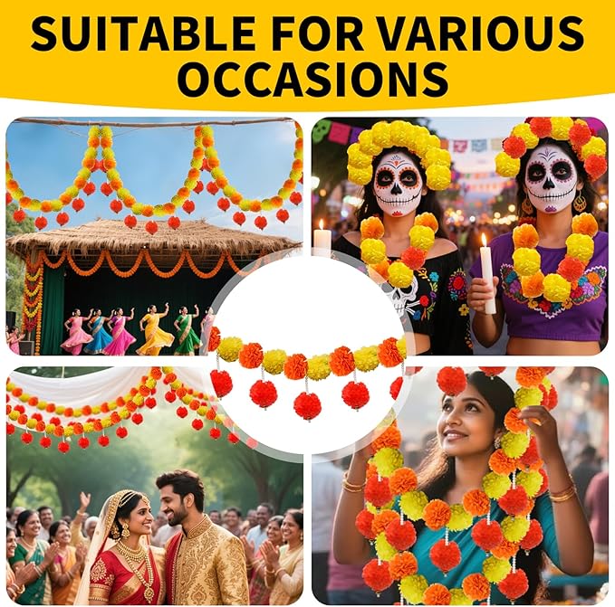 5 Pcs Diwali Artificial Marigold Garland - Image 6