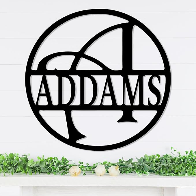 Personalized Metal Name Signs, Split Letter Monogram Wall Decor, Custom Last by Unknown