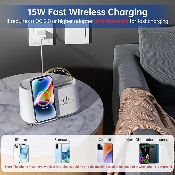 Night Lights Bluetooth Speaker, 15W Wireless Charger - Image 4