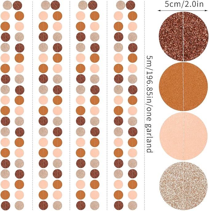 Boho Brown Rose-Gold Party-Decorations Streamers-Garland - 52ft Fall Birthday - Image 2