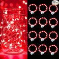 pozzolanas 12 Pack Red Battery Operated String Lights - 7ft Waterproof Fairy by pozzolanas