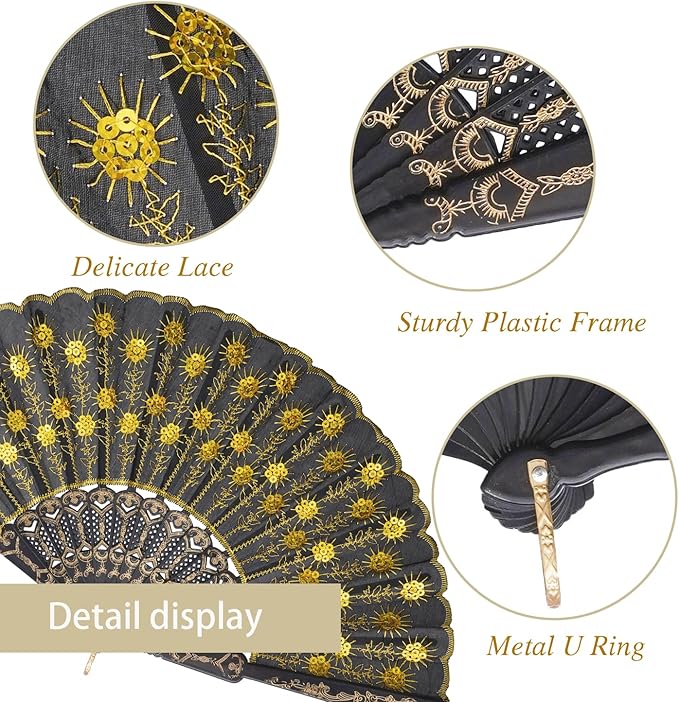 QIRMIZI 30 Pack Fabric Folding Handheld Fans, and Dancing - Image 2