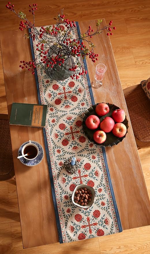 patdrea Designer Vintage Bright Farmhouse Linen Table Runner 71 Inch Long - Image 8