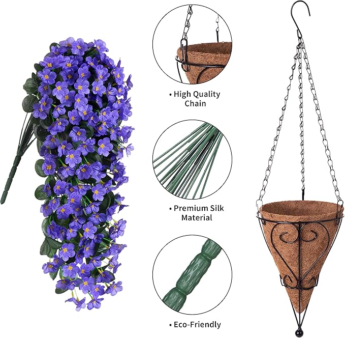 Artificial Fake Outdoor Hanging Flowers Plants Basket - Image 3
