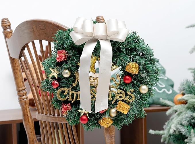 Champagne Satin Wired Ribbon 1-1/2 Inch Double-Faced Sliver Glitter Ribbons - Image 5