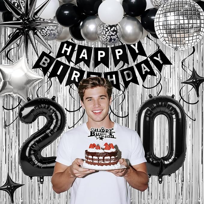 20th Birthday Decorations for Men Women, Fringe Curtains Kit - Image 3