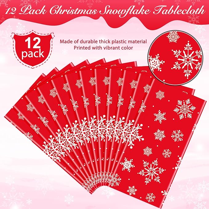 Jectivs 12 Pieces Christmas Snowflake Plastic Party Tablecloth Decorations - Image 4