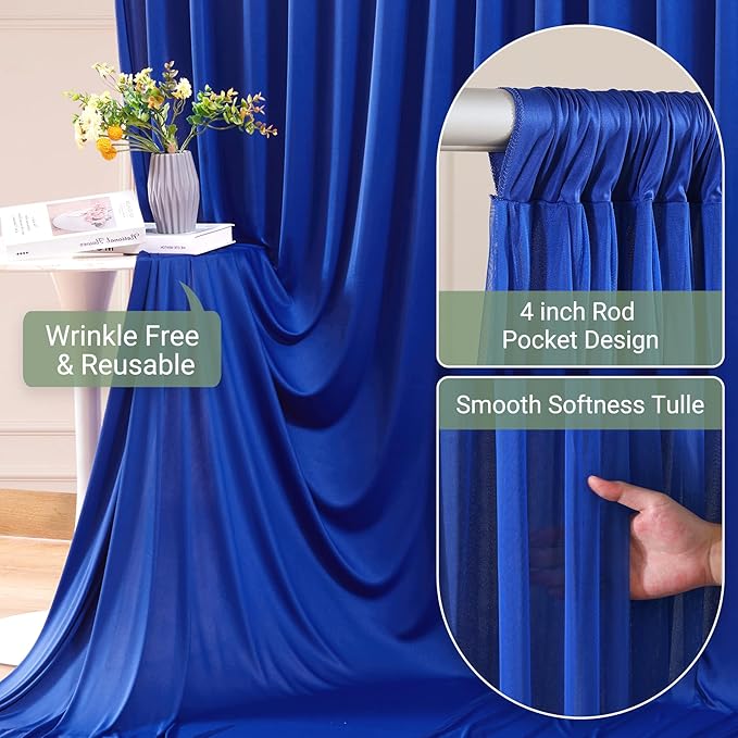 Royal Blue Tulle Backdrop Curtain - Image 5