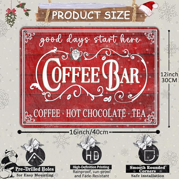 Vintage Christmas Coffee Bar Tin Sign - Image 2